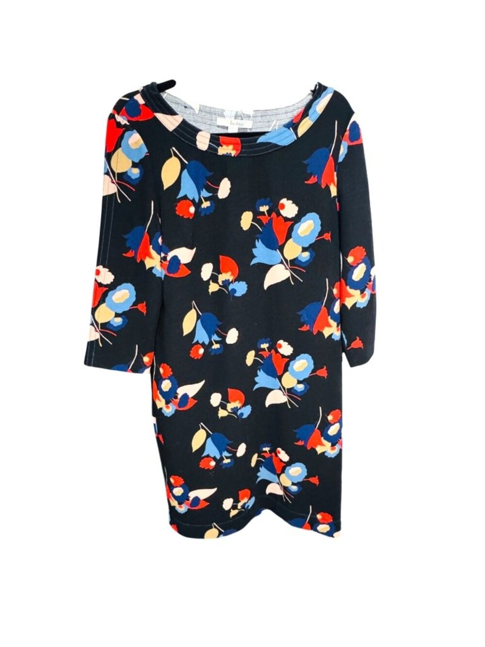 Boden Alda Shift Dress Black Posey Floral 3/4 Sleeve 10 Long Tall MSRP $98
